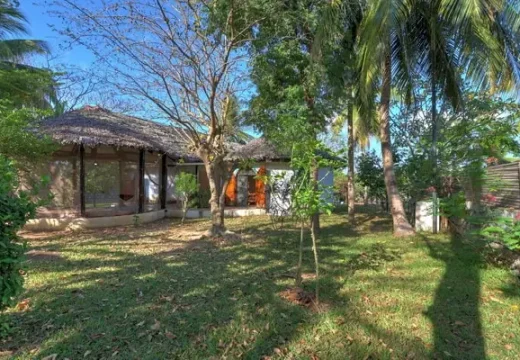 Vue dans le jardin de la maison