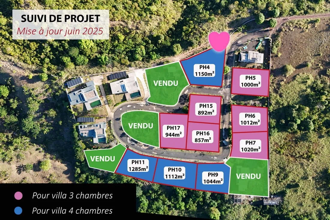 plan des parcelles du programme immobilier de nosy be parcelles disponibles en juin 2025