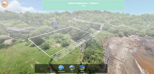 Visite virtuelle 360 du terrain pied dans l’eau à Nosy Be, parcelle de 1000 m² en première position mer
