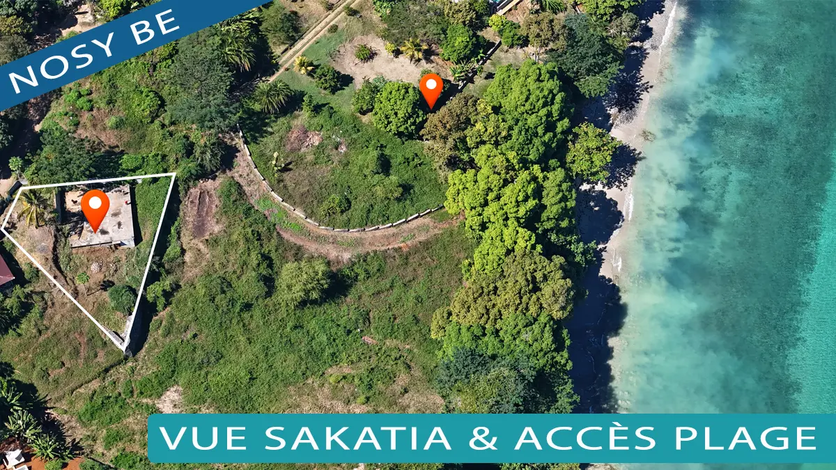 Terrain à vendre à Baobab Nosy Be avec vue mer et accès à la plage
