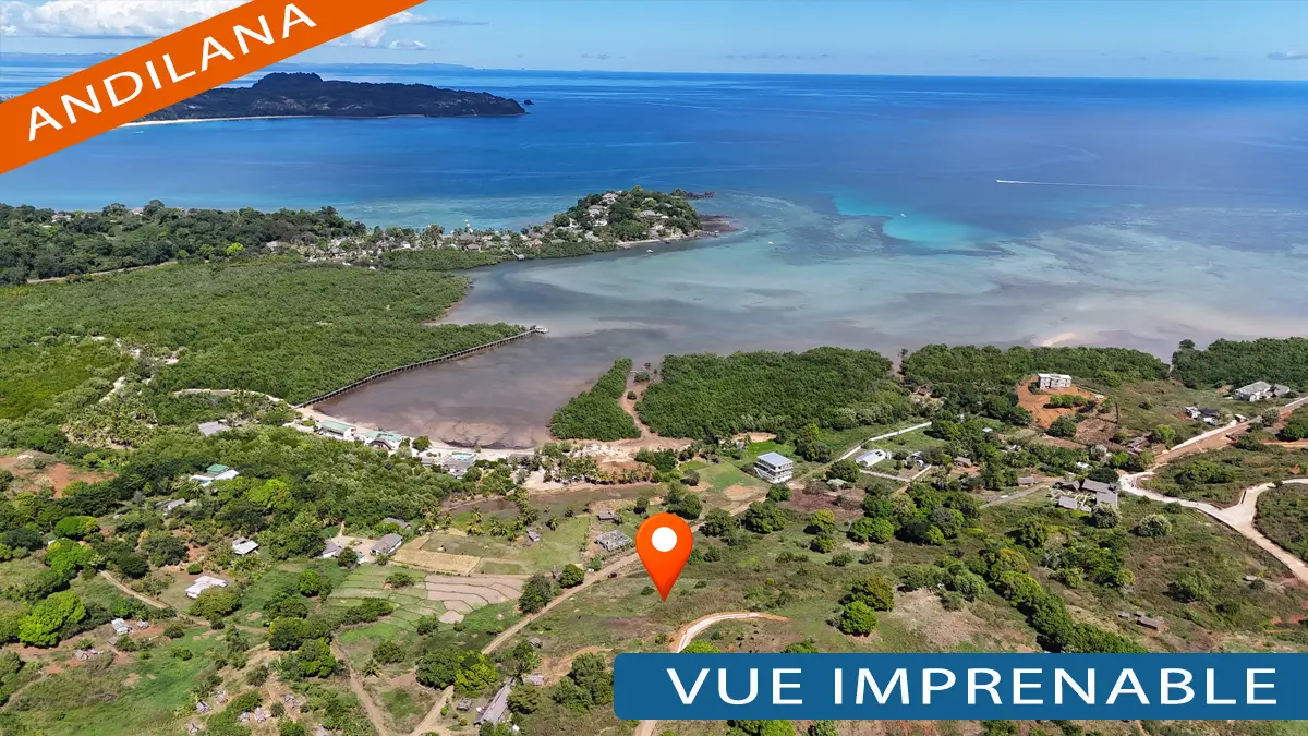 Terrain avec vue mer exceptionnelle près de la plage d’Andilana à Nosy Be