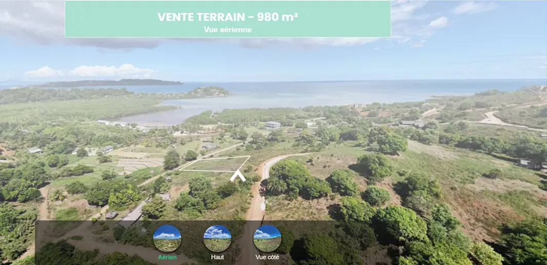 Accès à la visite virtuelle 360 d’un terrain vue mer proche de la plage d’Andilana à Nosy Be