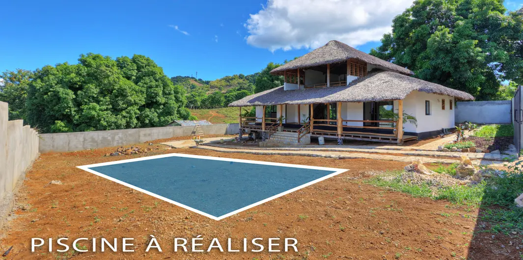 Projet de piscine dans une maison neuve à vendre à Andilana Nosy Be