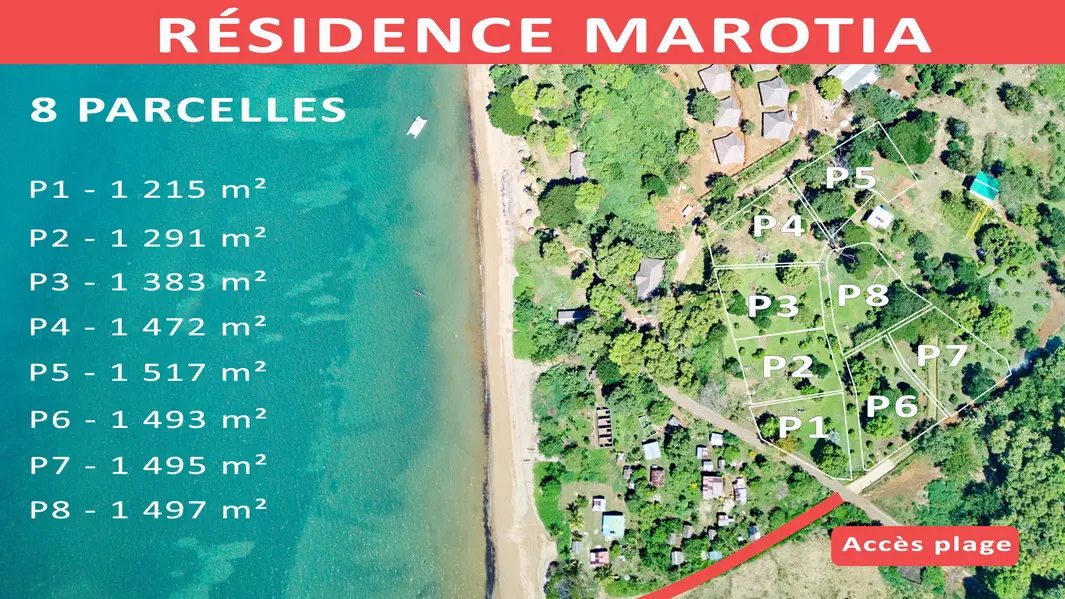 Plan des huit parcelles de la Résidence Marotia à Befefika Nosy Be