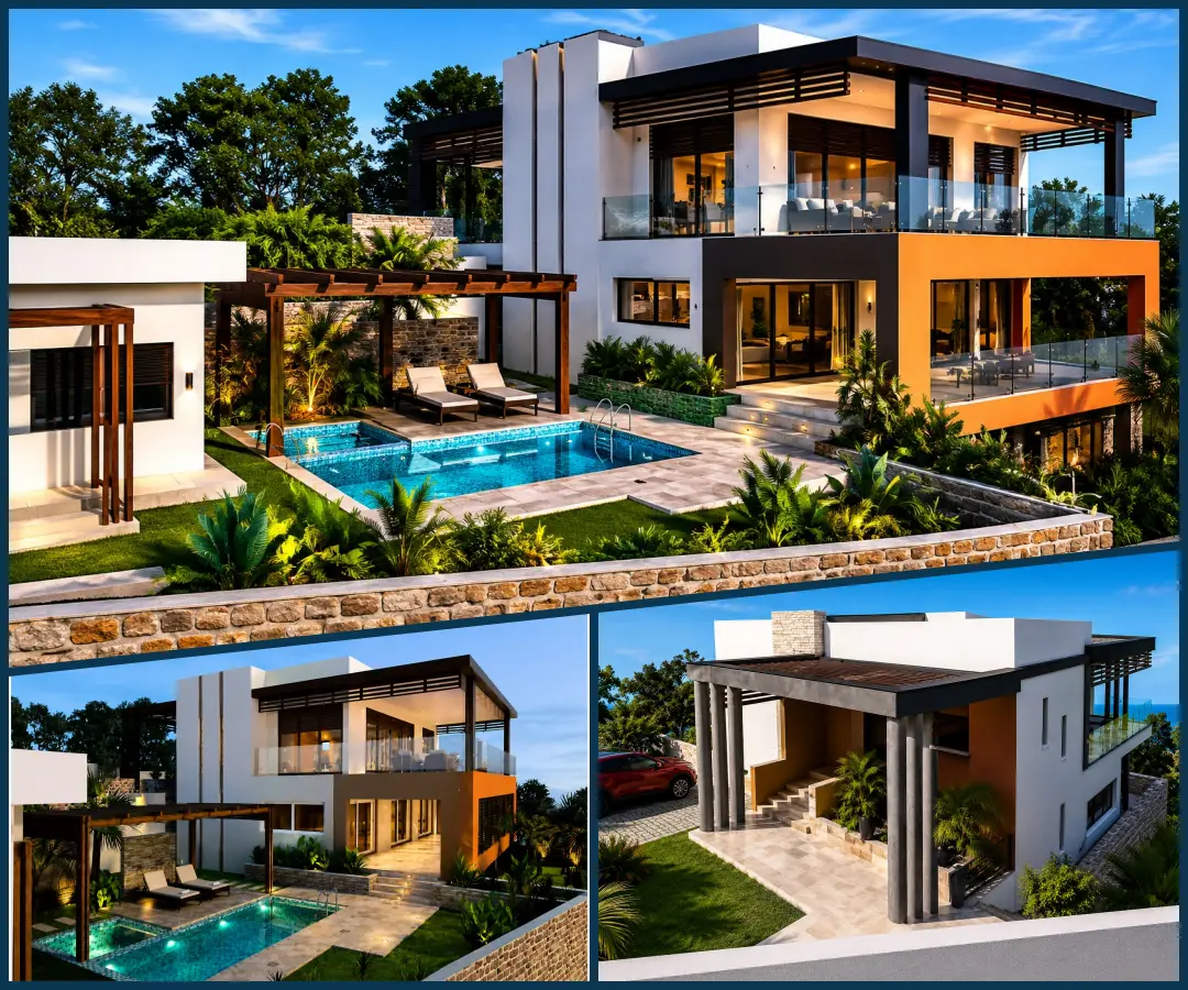 Villa de prestige avec piscine projetée sur un terrain vue mer à Baobab Nosy Be proche de la plage de Sakatia