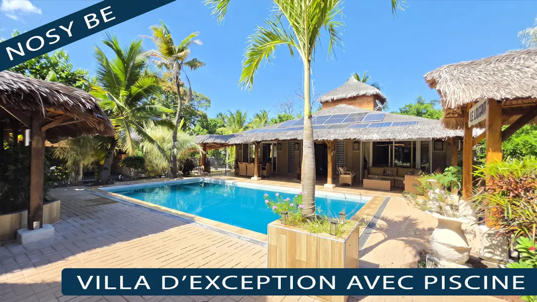 Villa d'exception avec piscine à Ankibonivato, Nosy Be, à 130 m de la plage, entièrement rénovée, terrain de 1 474 m².