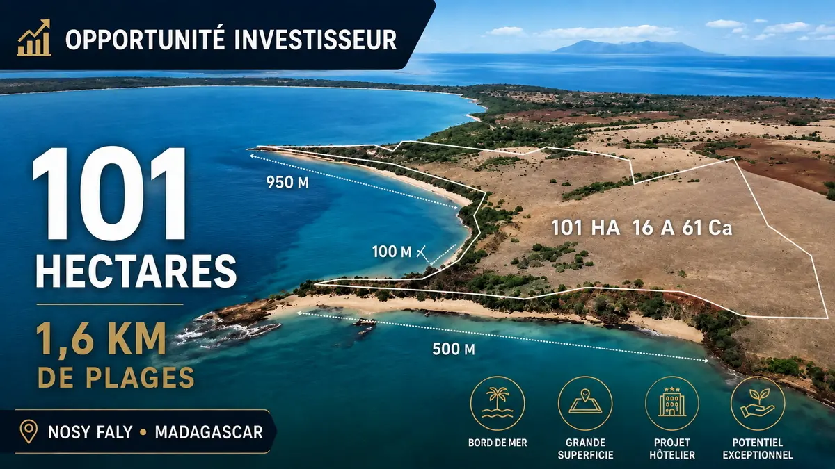 Terrain de 101 hectares à Nosy Faly avec 1,6 km de plages pour projet hôtelier