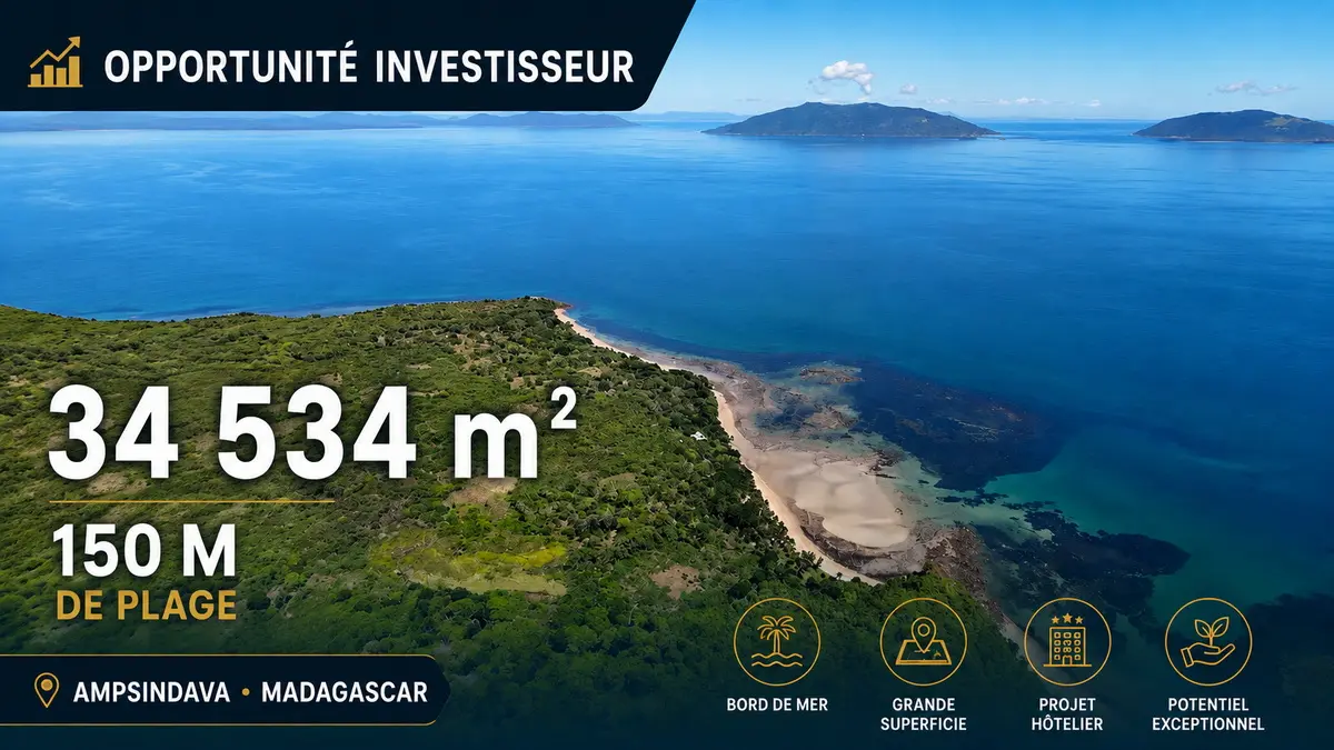 Terrain de 34 534 m² à Ampasindava en bord de mer avec 150 m de plage