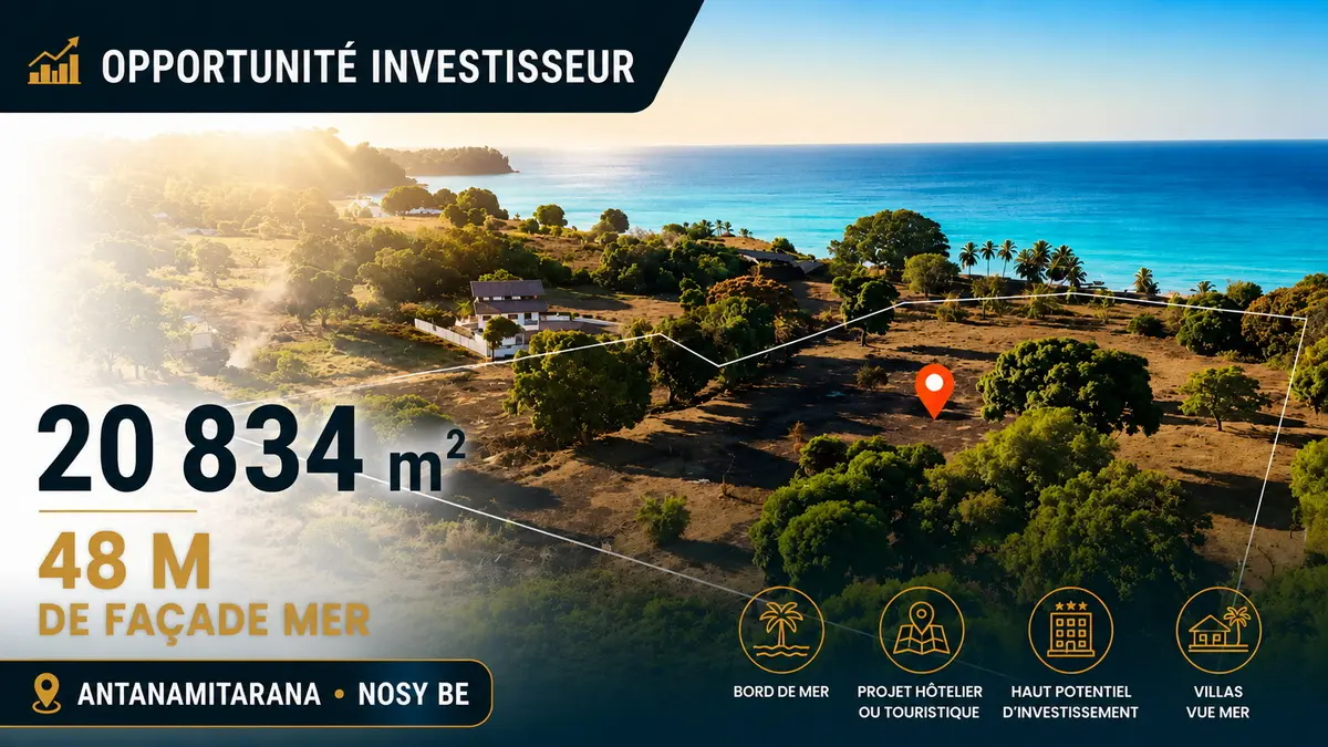 Terrain de 20 834 m² à Antanamitarana Nosy Be avec 48 m de façade mer