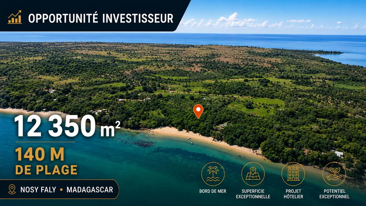 Terrain de 12 350 m² à Nosy Faly avec 140 m de plage pour projet hôtelier
