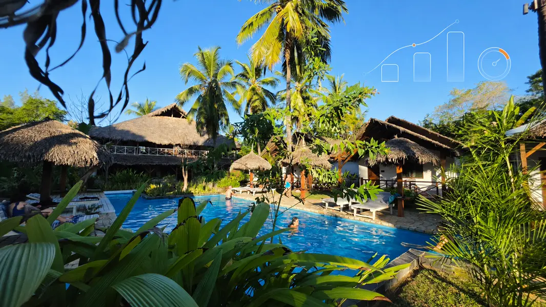Vue aérienne d’un hôtel à Nosy Be pour étudier la rentabilité du projet touristique